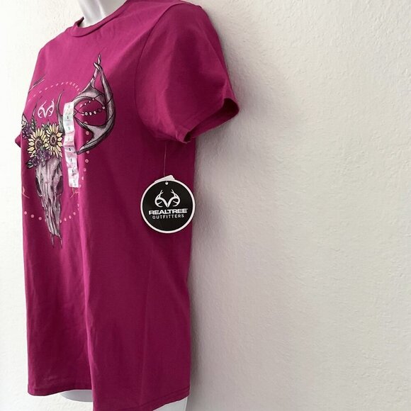 BOHO DEER SKULL FLORAL ANTLERS TEE SHIRT - Picture 6 of 8